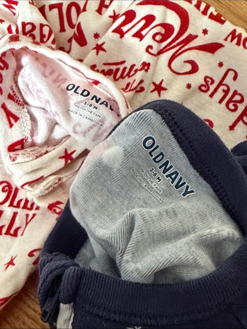 Old Navy Holiday Print Sleep & Play One Piece Footed Pajama - Red & Navy